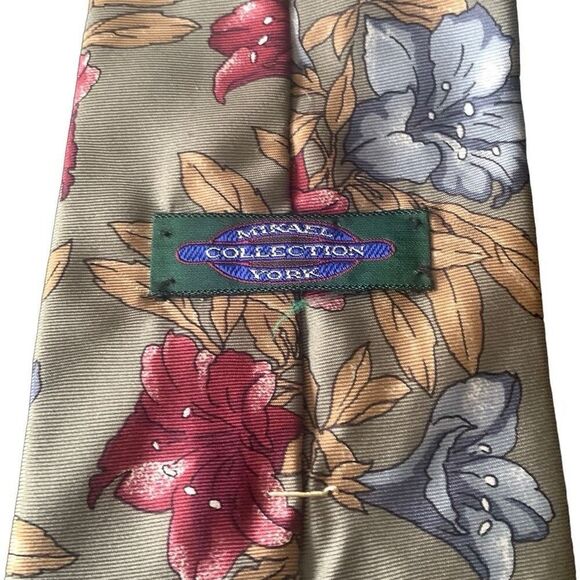 Pre Owned Men’s Mikael York Collection Silk Tie Neck Tie Necktie Classic Floral - Picture 2 of 6